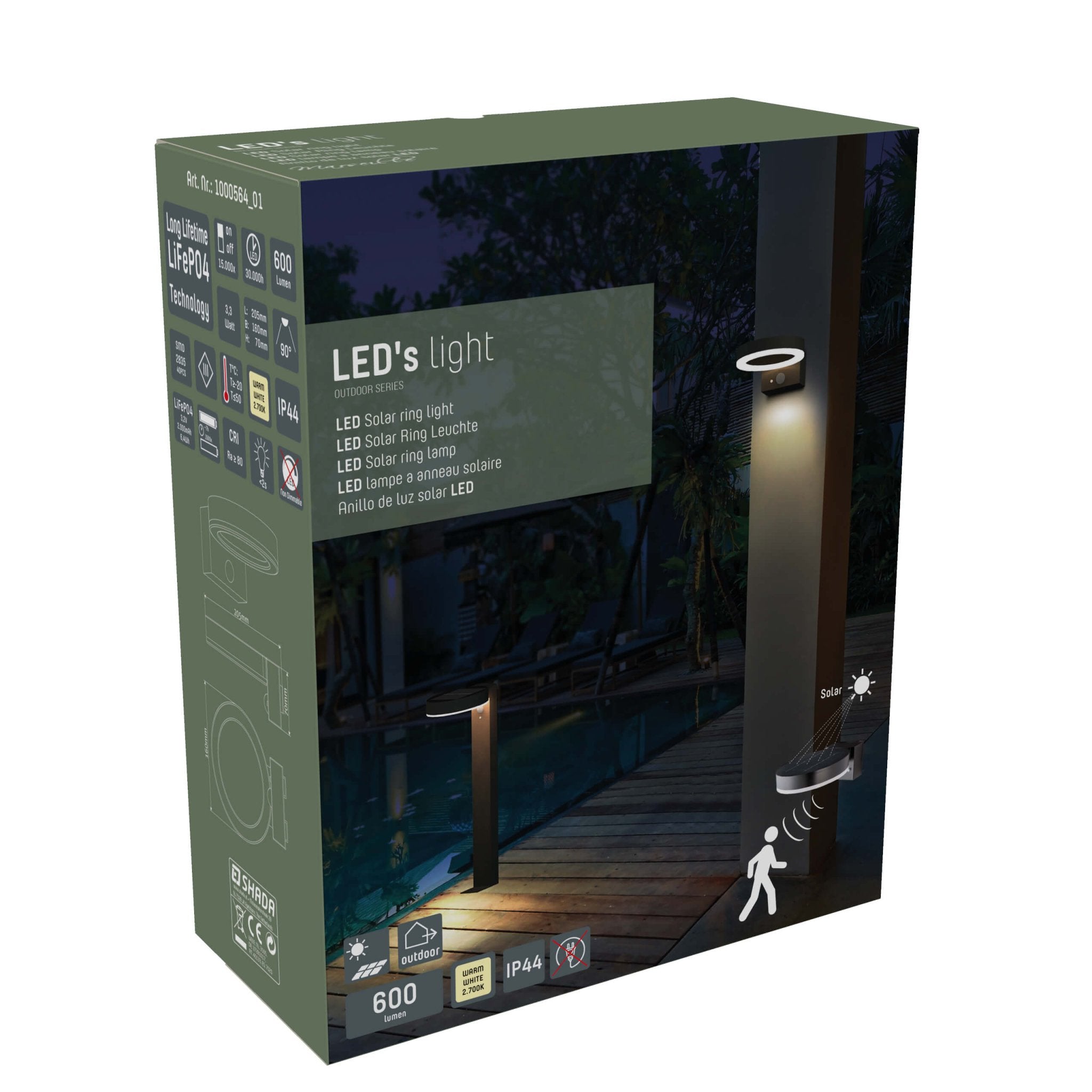 RVS Solar LED Buitenlamp met bewegingssensor - Draadloos - 3 standen - Zwart Buitenlampen LED.nl