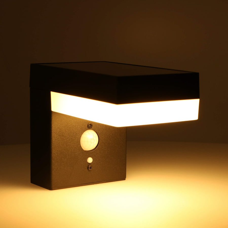 LED's Light stainless steel Solar LED Wall Lamp with Motion Sensor - Wireless - Square - 3 Modes - Black - LED.nl