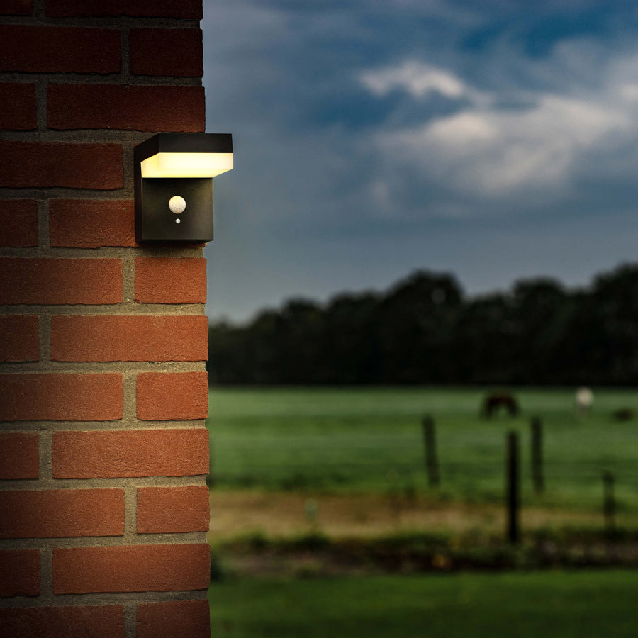 LED's Light stainless steel Solar LED Wall Lamp with Motion Sensor - Wireless - Square - 3 Modes - Black - LED.nl