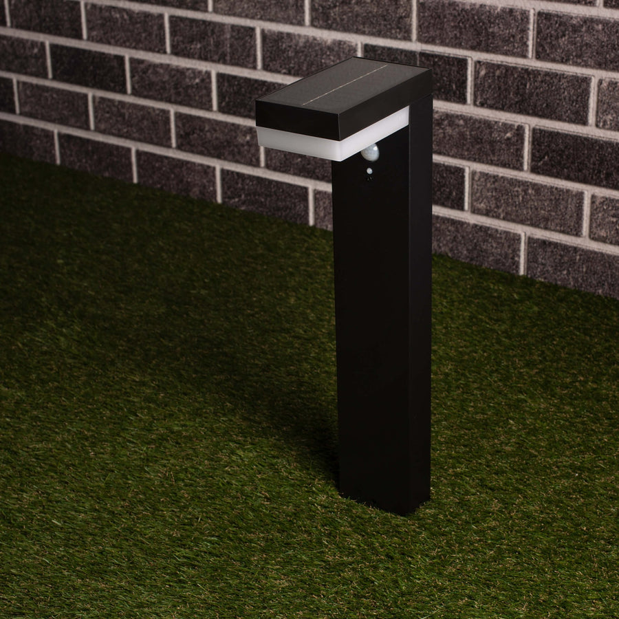 LED's Light RVS Solar LED Tuinlamp Paallamp met Bewegingssensor - Draadloos - 3 standen - Zwart Buitenlampen LED.nl