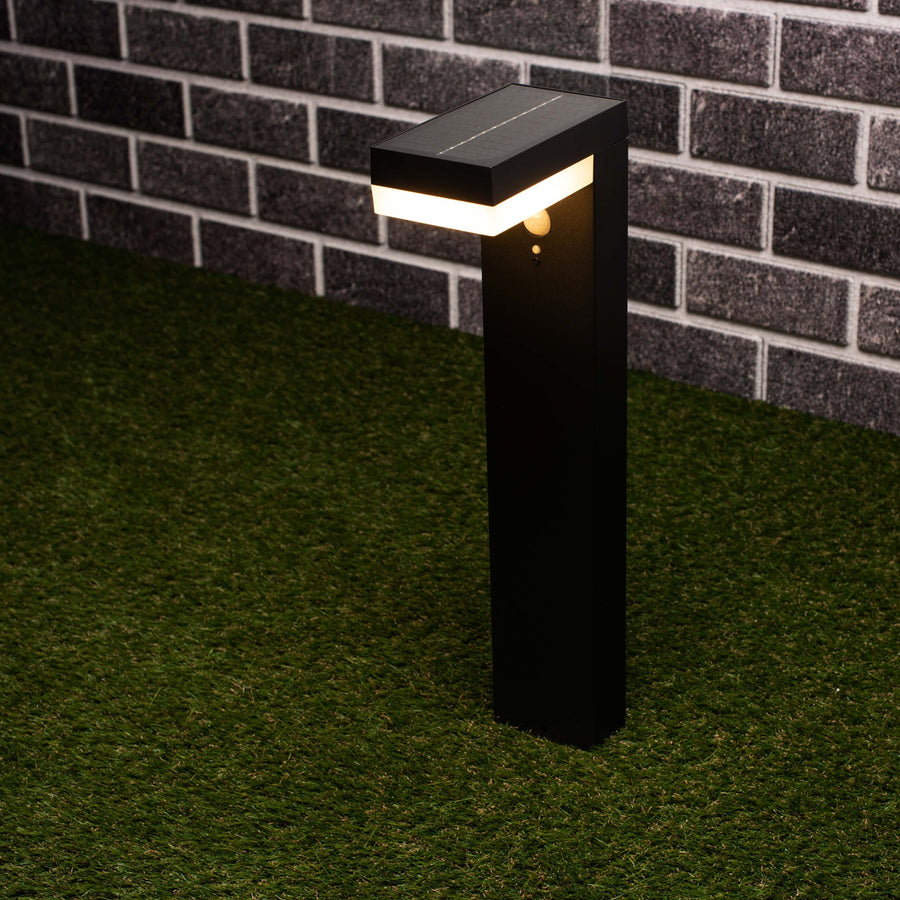 LED's Light RVS Solar LED Tuinlamp Paallamp met Bewegingssensor - Draadloos - 3 standen - Zwart Buitenlampen LED.nl