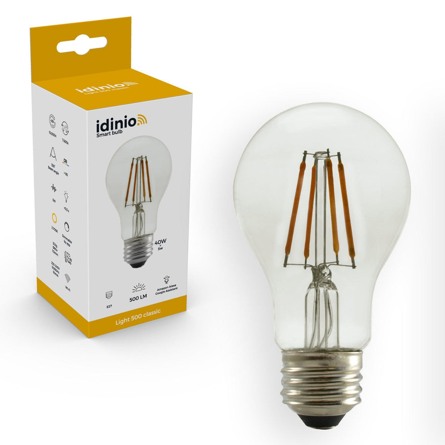 Smart LED Lamp E27 clear - Dimmable warm white light - Controllable with App - LED.nl