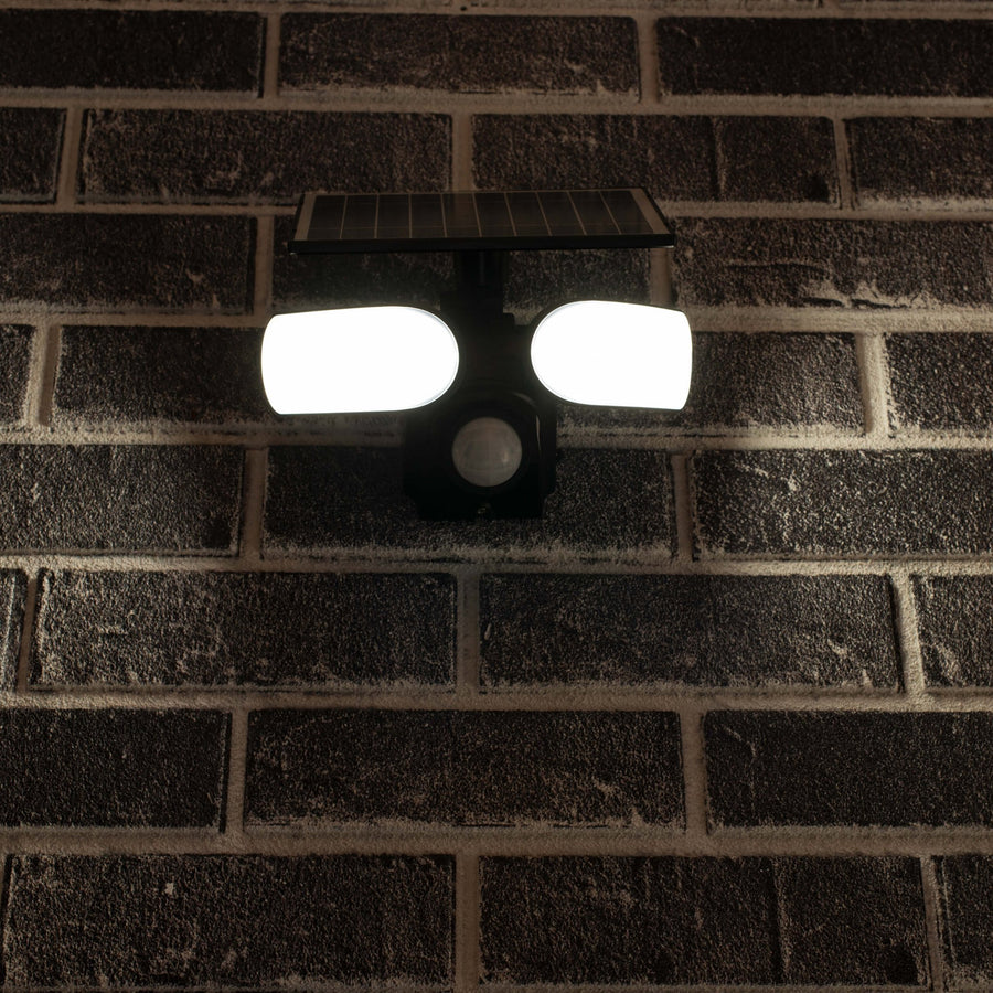 LED's Light Solar-LED-Außenlampe mit Bewegungsmelder - 2 Lichter - Automatisches An/Aus - Abnehmbares Panel - Schwarz - lidstore.shop
