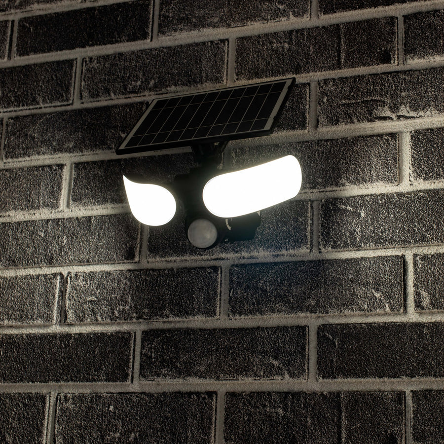 LED's Light Solar-LED-Außenlampe mit Bewegungsmelder - 2 Lichter - Automatisches An/Aus - Abnehmbares Panel - Schwarz - lidstore.shop