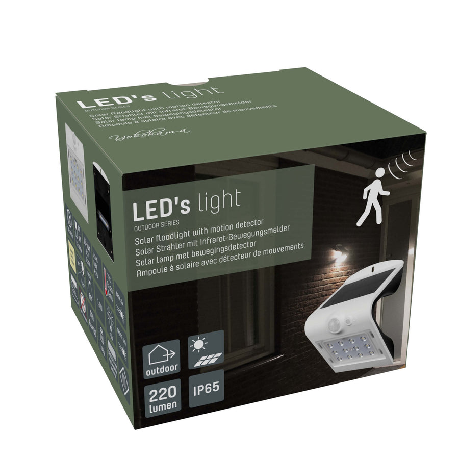 LED's Light Solar LED Wandleuchte mit Bewegungsmelder 220 - 3 Leuchtmodi - Automatisches An/Aus - Weiß - lidstore.shop