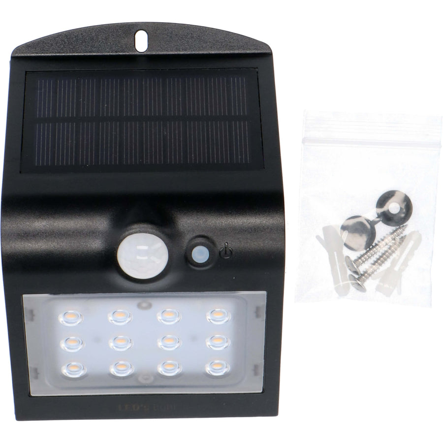 LED's Light Solar LED Außenlampe mit Bewegungsmelder 220 - 3 Leuchtmodi - Automatisches An/Aus - Schwarz - lidstore.shop
