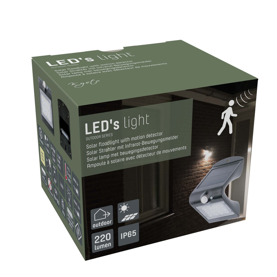 LED's Light Solar LED Außenlampe mit Bewegungsmelder 220 - 3 Leuchtmodi - Automatisches An/Aus - Schwarz - lidstore.shop