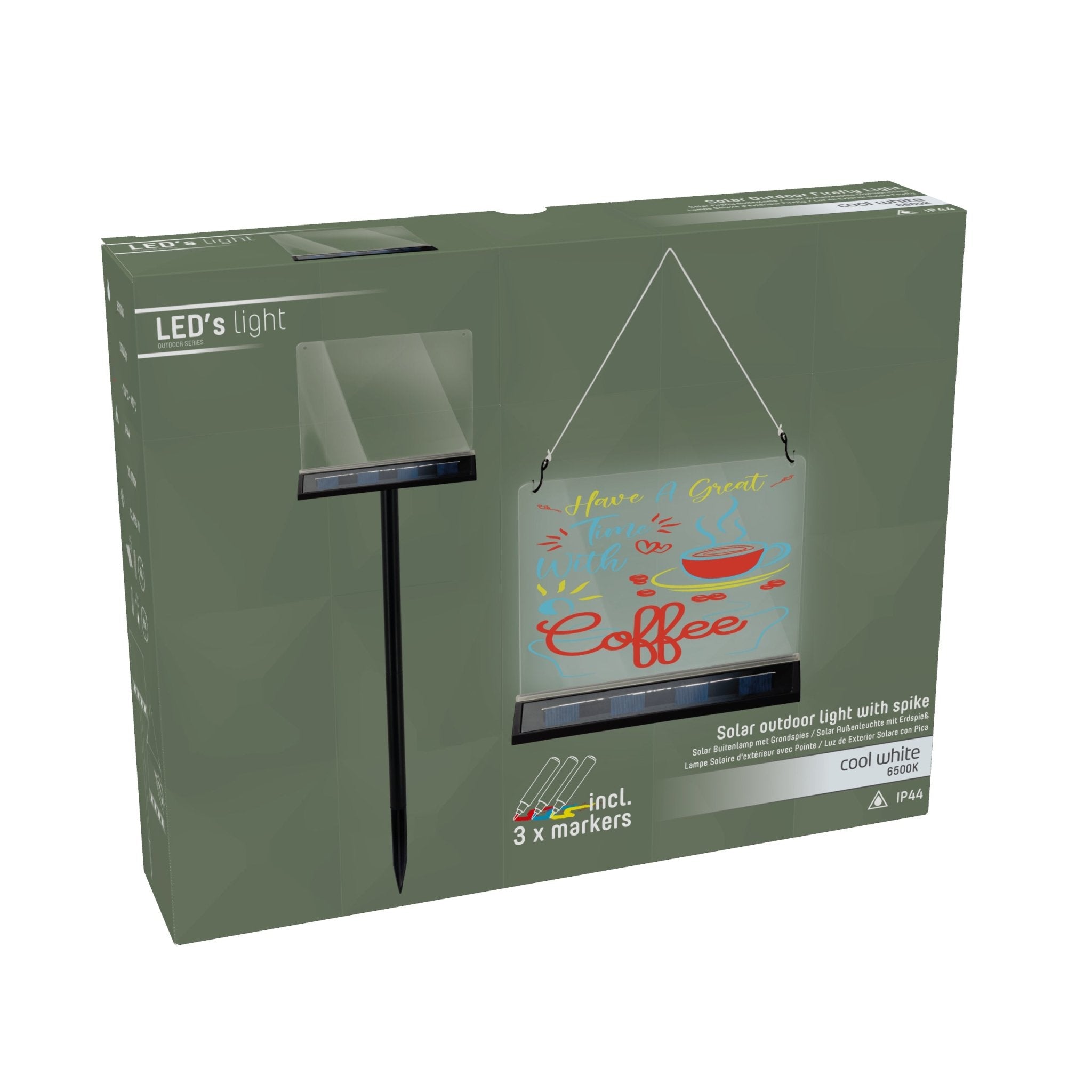 LED's Light Solar LED Display Schrijfbord Buiten - Draadloos op zonne-energie - Incl. Stift Schrijfborden LED.nl