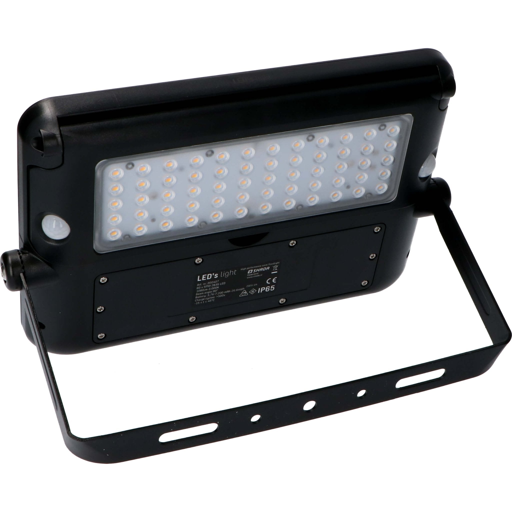LED's Light Solar LED Schijnwerper met Bewegingssensor - 3 standen - Draadloos - 1080 Lumen - Zwart Buitenlampen LED.nl