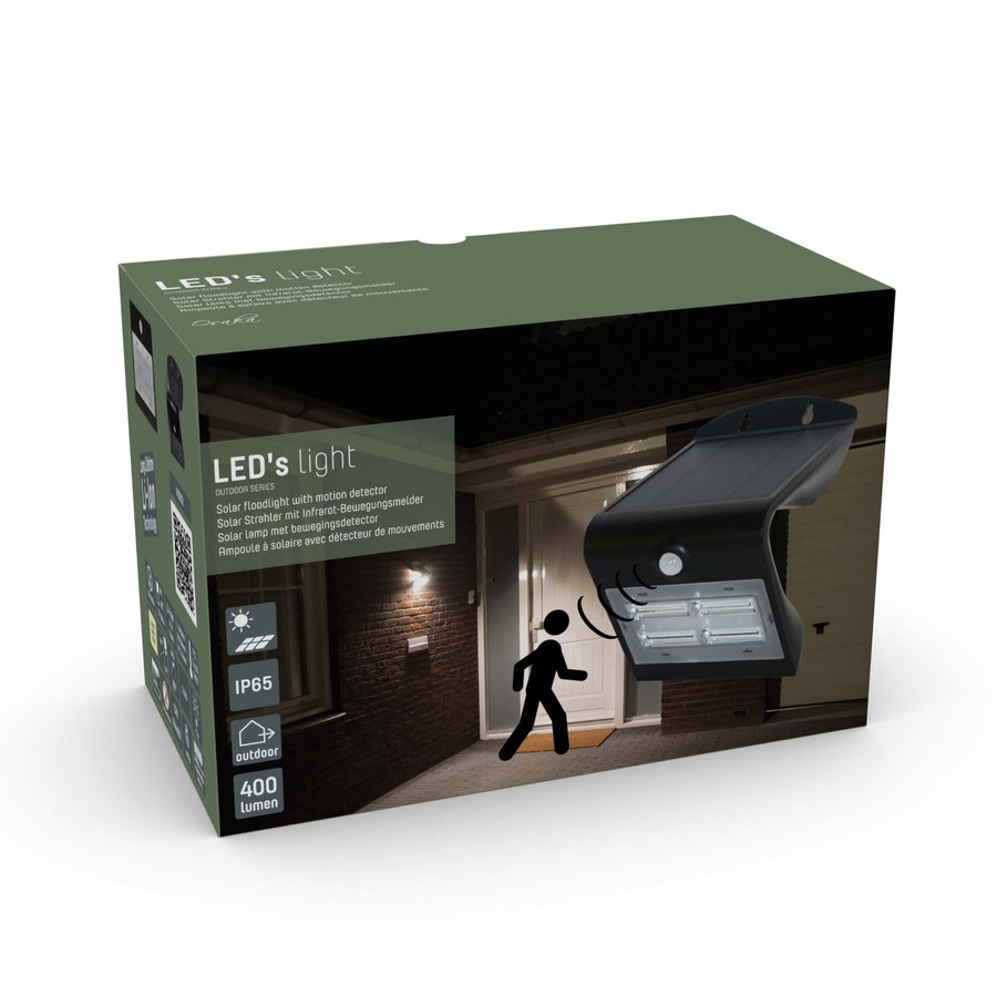 LED's Light Solar LED Außenleuchte mit Bewegungsmelder 400 - 3 Leuchtmodi - Automatisches An/Aus - Schwarz - lidstore.shop