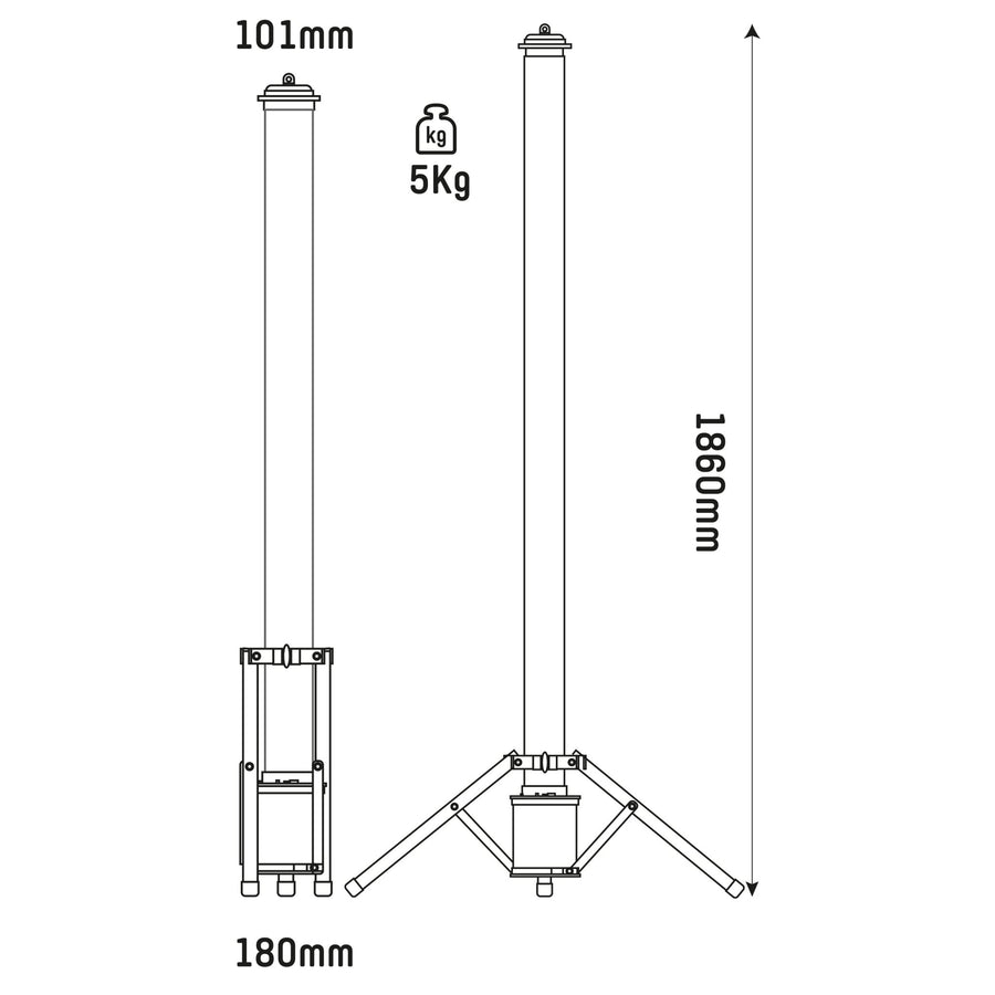 LED's Work Tripod Bouwlamp 12000 - 360 graden rondom licht - Extra stopcontact aansluiting - IP54 waterdicht - 100W Bouwlampen LED.nl
