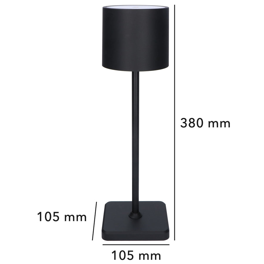 TouchDim Rechargeable LED Table Lamp - Dimmable by touch - Indoor and outdoor - Black - LED.nl