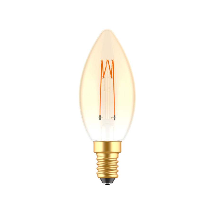 LED Candle lamp gold E14 - Incandescent lamp design - Dimmable extra warm white - 1800K - LED.nl